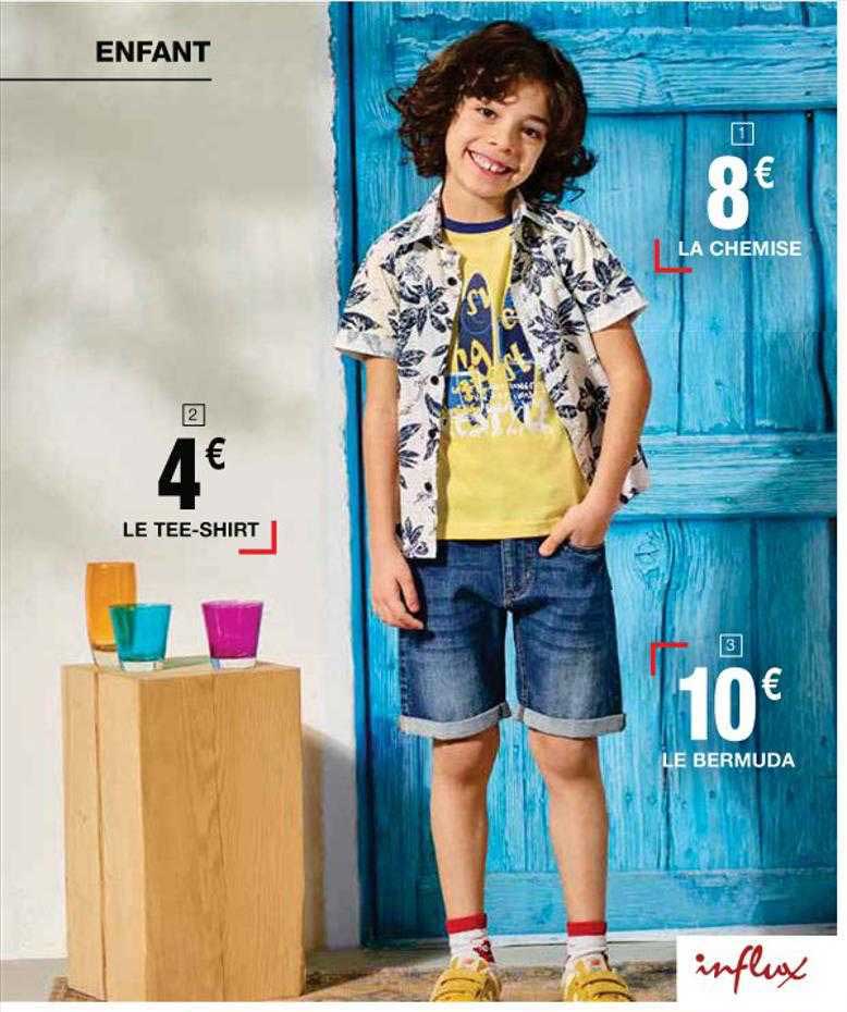 le tee-shirt enfant influx, la chemise enfant influx, le bermuda enfant influx