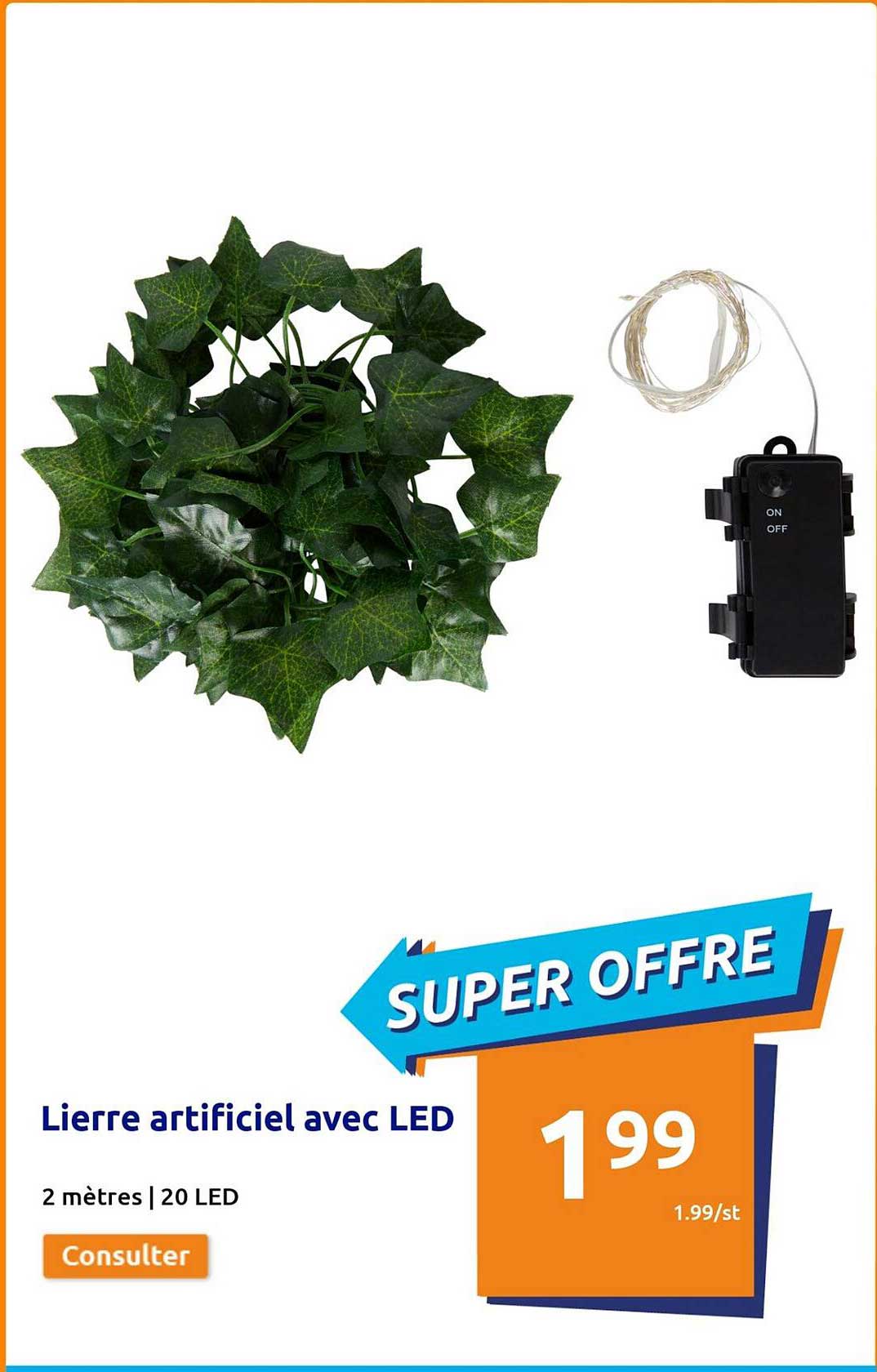 lierre artificiel avec led