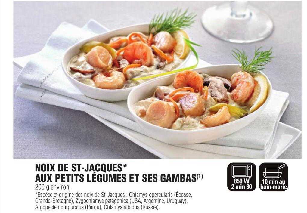noix de st-jacques aux petits légumes et ses gambas