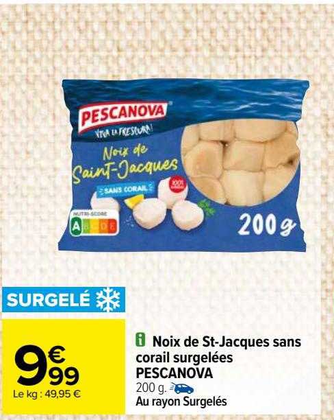 noix de st-jacques sans corail surgelées pescanova
