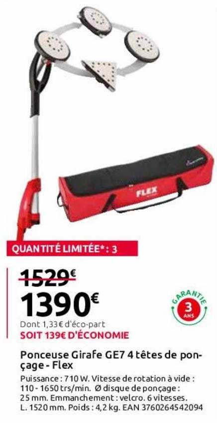 ponceuse girafe ge7 4 têtes de ponçage - flex