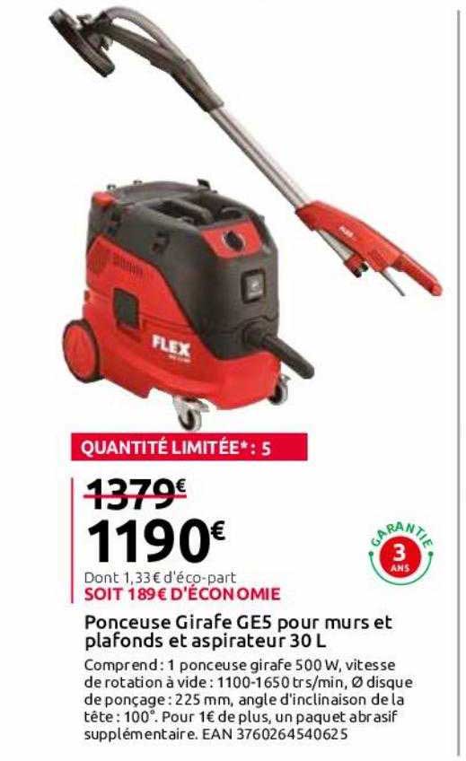 Ponceuse Girafe Ges Pour Murs Et Plafonds Et Aspirateur 30l Flex