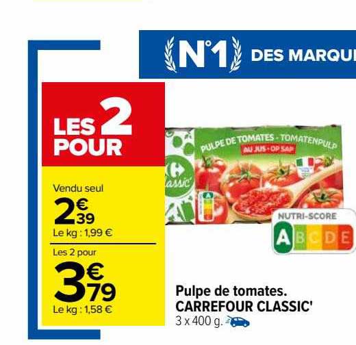 Pulpe De Tomates Carrefour Classic'