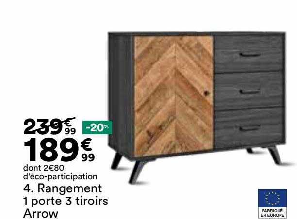 rangement 1 porte 3 tiroirs arrow