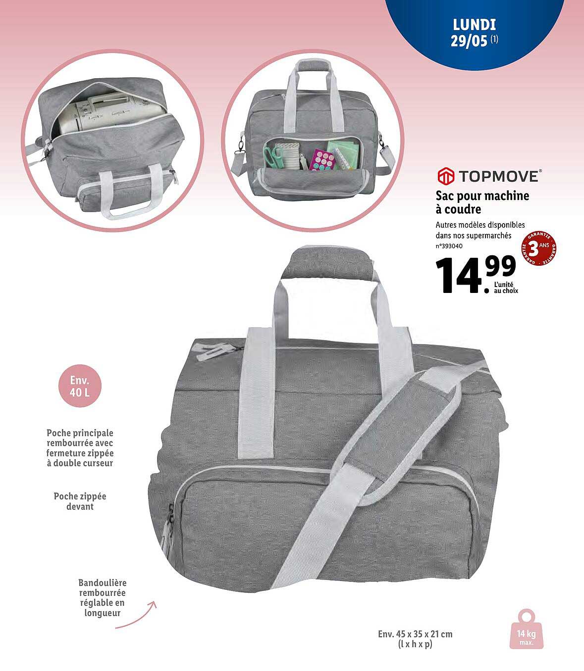 sac pour machine à coudre topmove