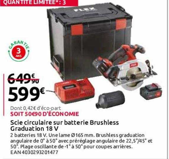 Scie Circulaire Sur Batterie Brushless Graduation 18v Flex