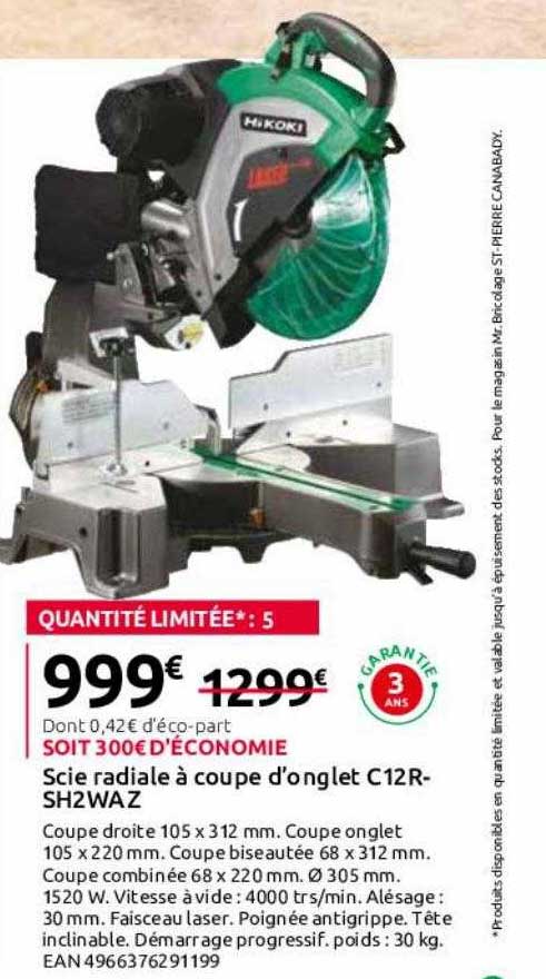scie radiale à coupe d'onglet c12rsh2waz hikoki