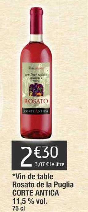 vin de table rosato de la puglia corte antica 11,5% vol.