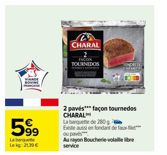 2 pavés façon tournedos charal