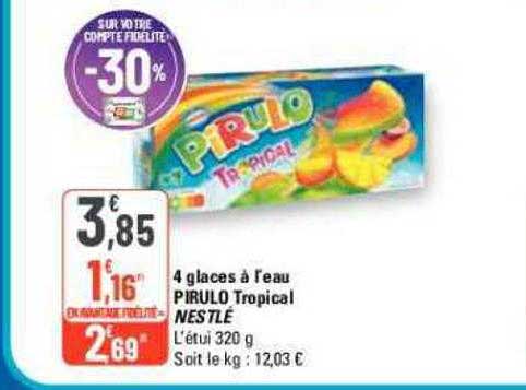 4 glaces à l'eau pirulo tropical nestlé
