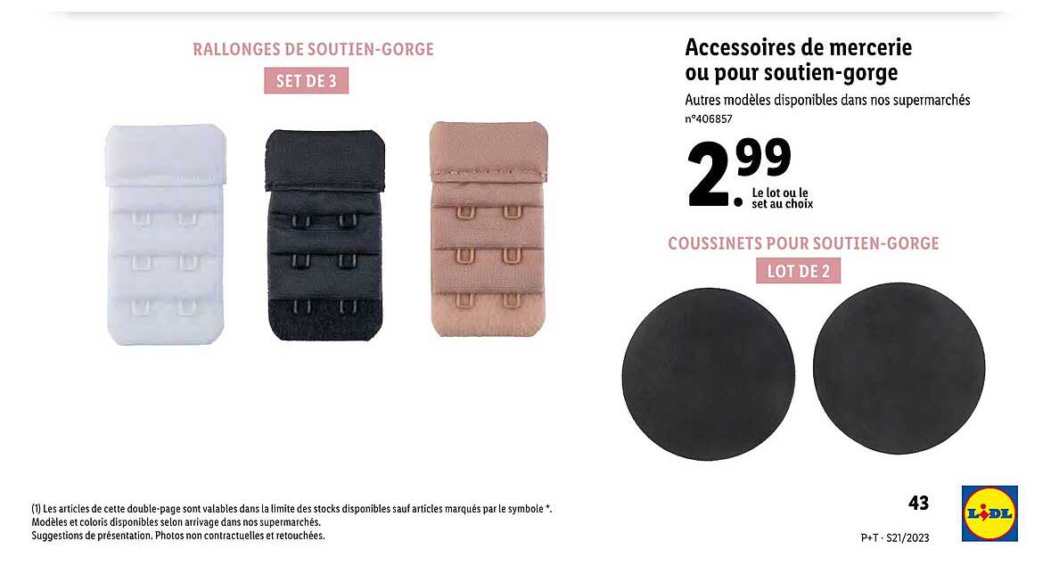 accessoires de mercerie ou pour soutien-gorge