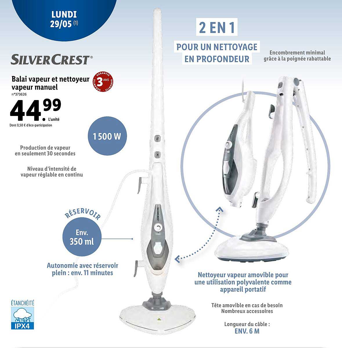 balai vapeur et nettoyeur vapeur manuel silver crest