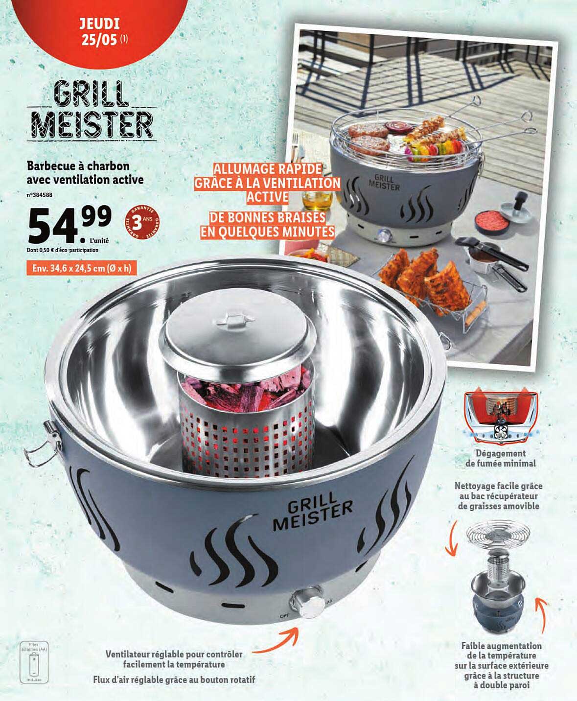 Barbecue à Charbon Avec Ventilation Active