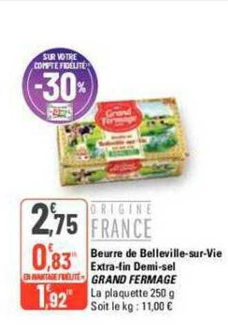 beurre de belleville-sur-vie extra-fin demi-sel grand fermage