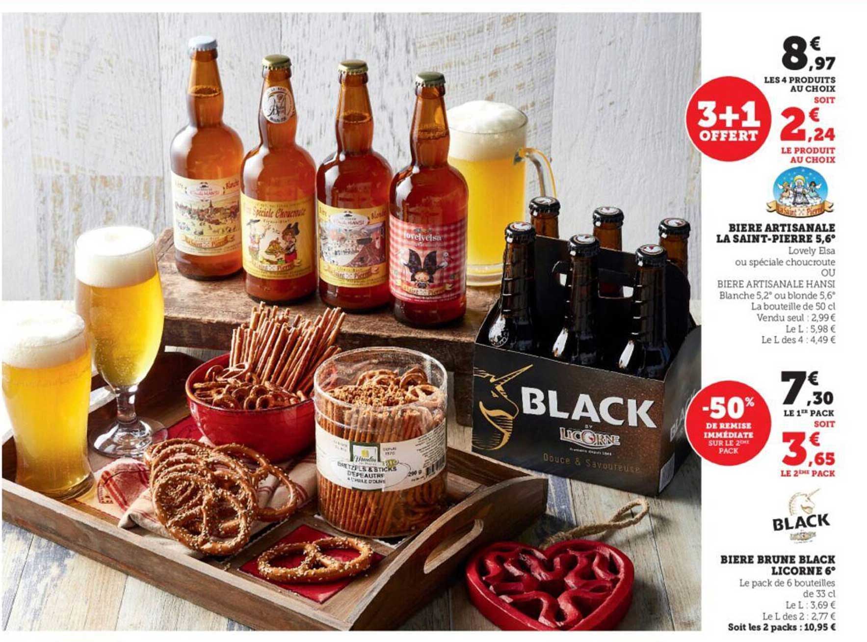 bière artisanale la saint-pierre 5,6°, bière brune black licorne 6°