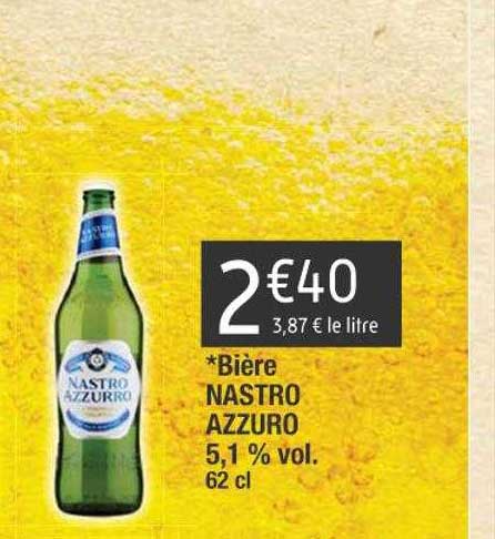 bière nastro azzuro 5,1% vol.