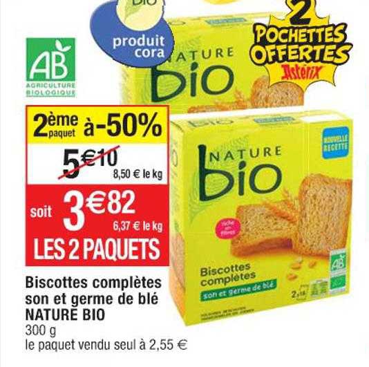 biscottes complètes son et germe de blé nature bio