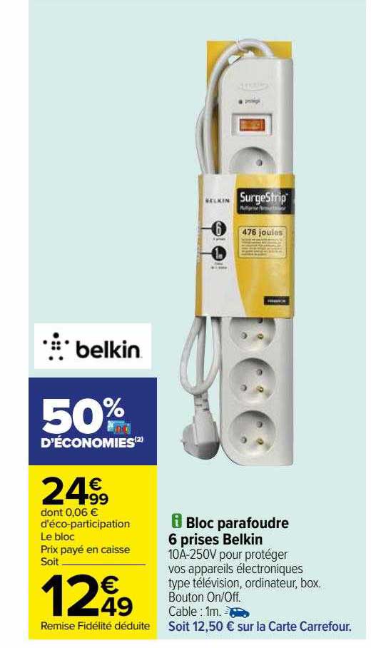 bloc parafoudre 6 prises belkin