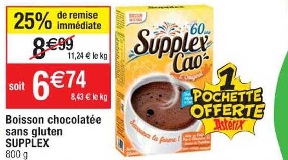 boisson chocolatée sans gluten supplex
