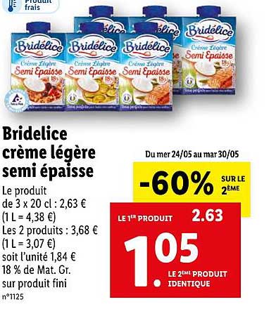 bridélice crème légère semi épaisse