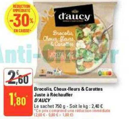 brocolis, choux-fleurs & carottes juste à réchauffer d'aucy