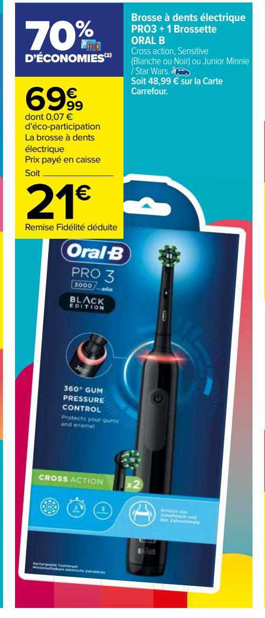 brosse à dents électrique pro3 + 1 brossette oral b