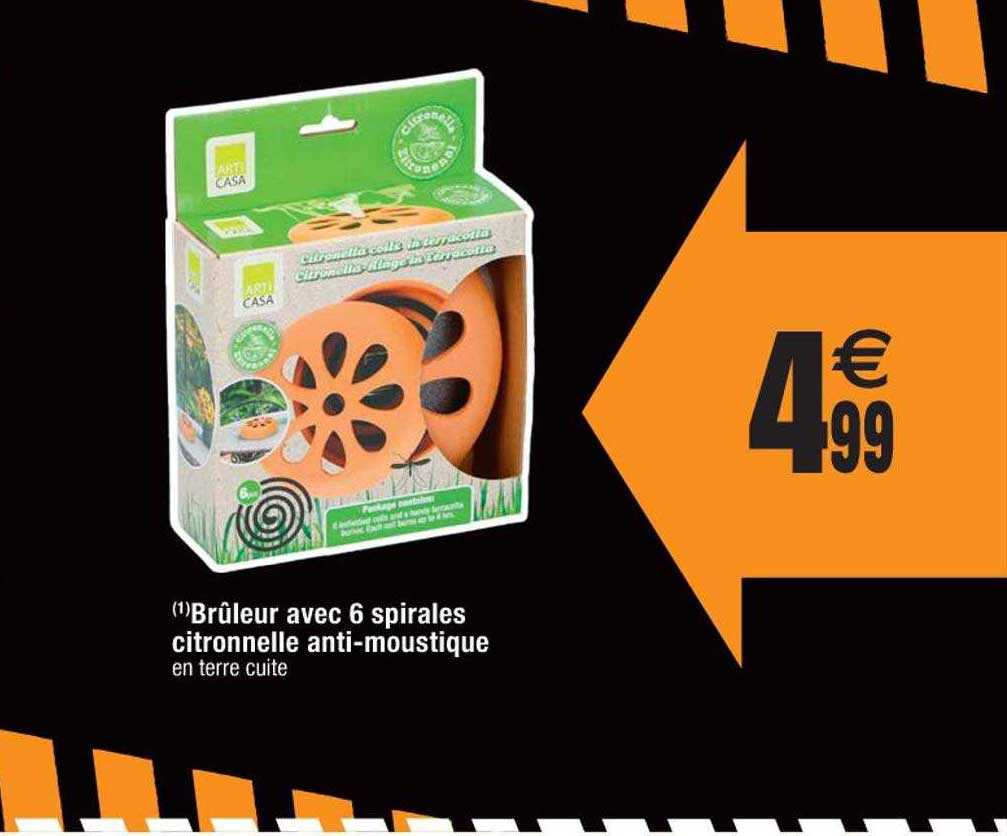 brûleur avec 6 spirales citronnelle anti-moustique