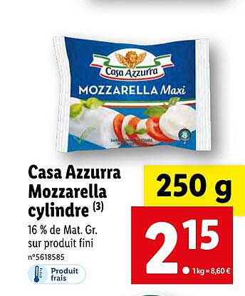 casa azzurra mozzarella cylindre