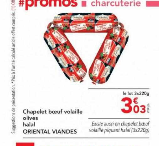 Chapelet Bœuf Volaille Olives Halal Oriental Viandes