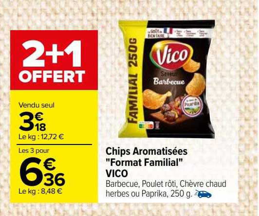 chips aromatisées "format familial" vico