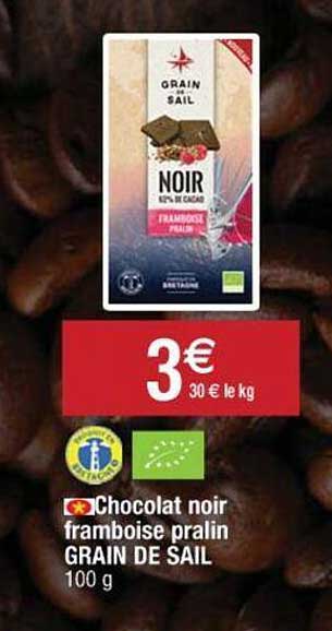 chocolat noir framboise pralin grain de sail