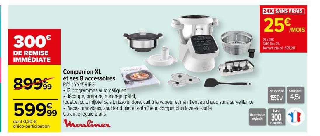 companion xl et ses 8 accessoires moulinex