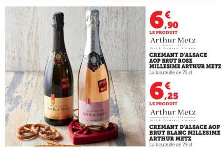 crémant d'alsace aop brut rosé millésimé arthur metz, crémant d'alsace aop brut blanc millésimé arthur metz