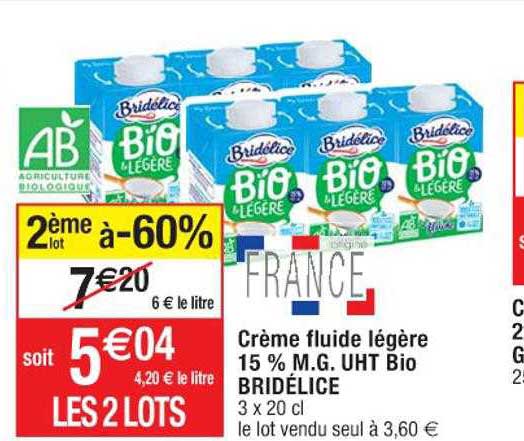 Crème Fluide Légère 15% M.g. Uht Bio Bridélice