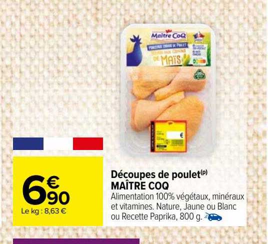 découpes de poulet maître coq