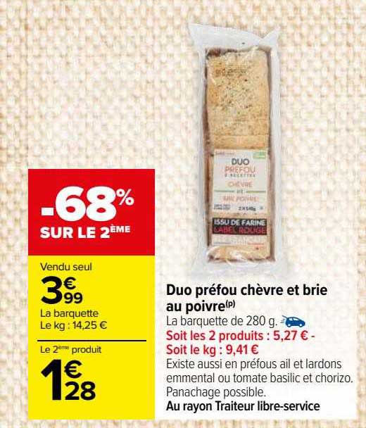 Duo Préfou Chèvre Et Brie Au Poivre