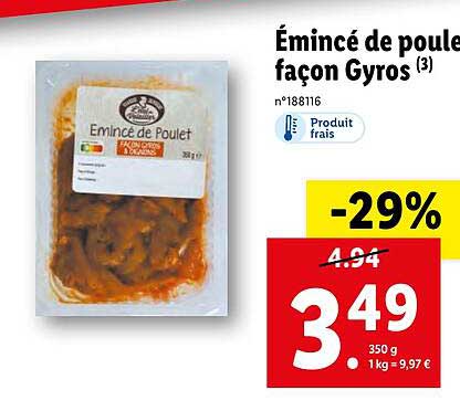 émincé de poulet façon gyros