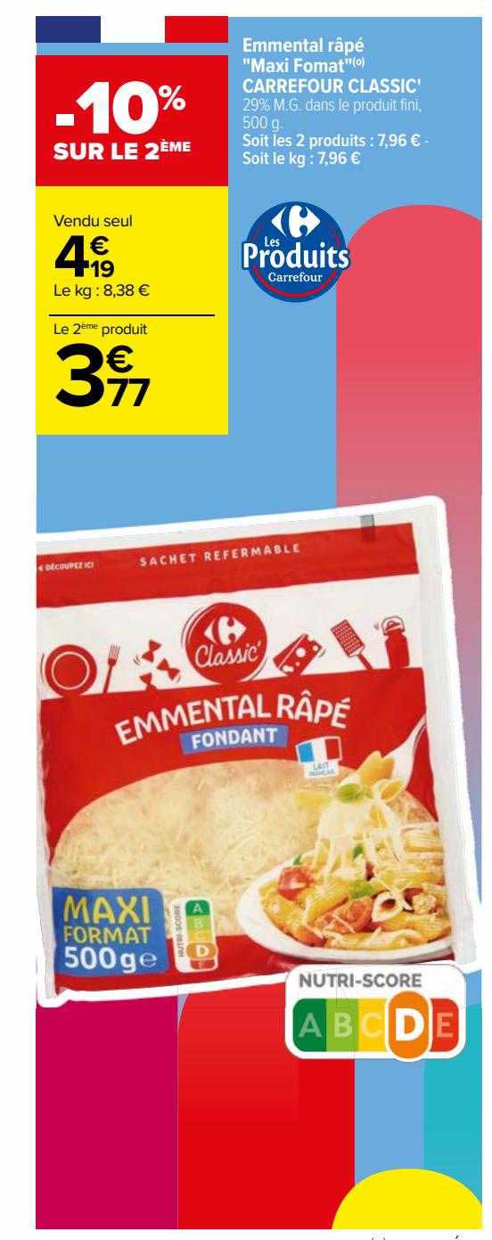 emmental râpé "maxi format" carrefour classic'