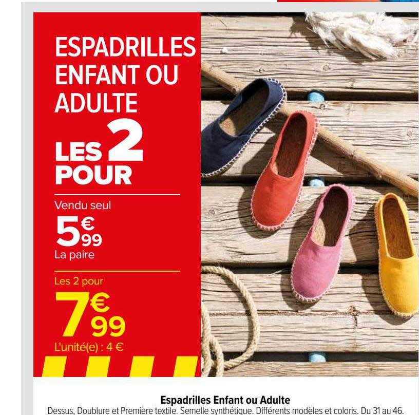 espadrilles enfant ou adulte