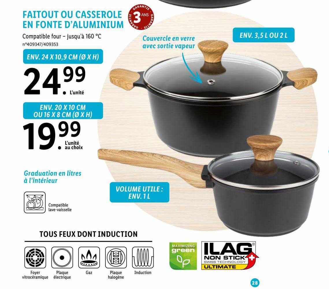 faitout ou casserole en fonte d'aluminium