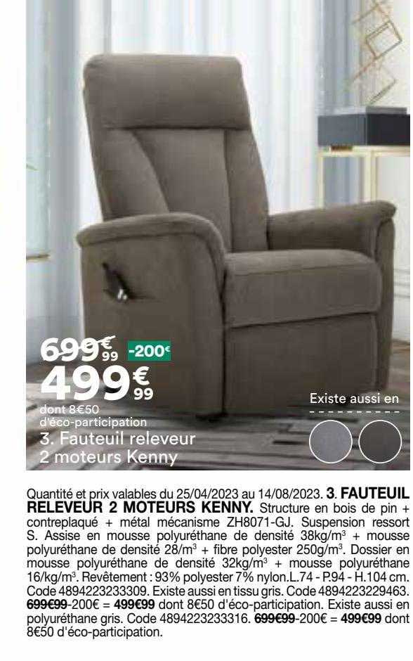 fauteuil releveur 2 moteurs kenny