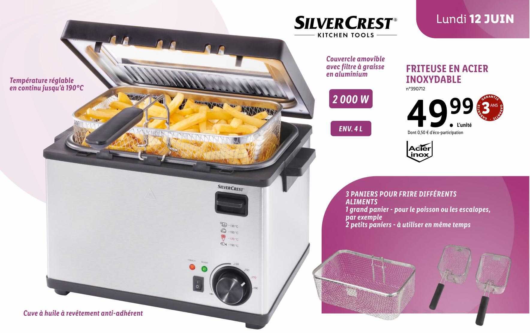 friteuse en acier inoxydable silvercrest