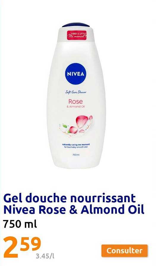 gel douche nourrissant nivea rose & almond oil