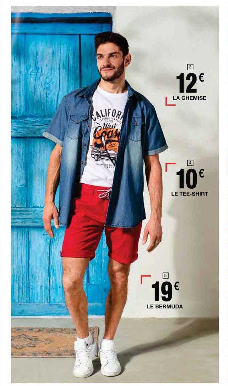 la chemise, le tee-shirt, le bermuda