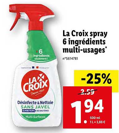la croix spray 6 ingrédients multi-usages