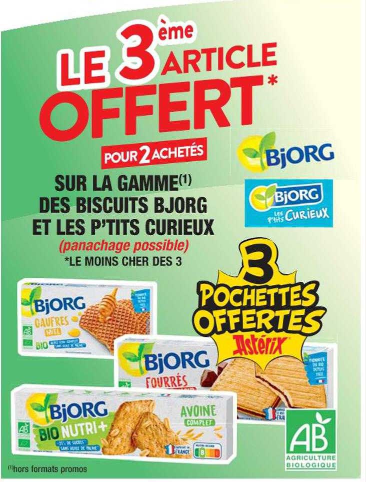 la gamme des biscuits bjorg et les p'tits curieux