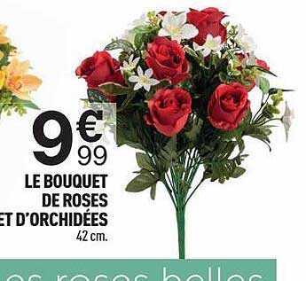 le bouquet de roses et d'orchidées