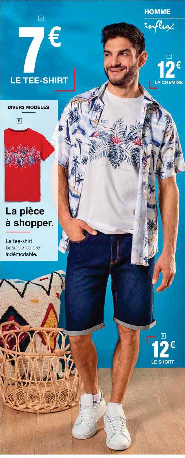 le tee-shirt homme influx, le chemise homme influx, le short homme influx