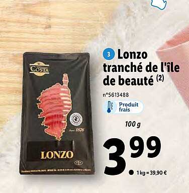 lonzo tranché de l'île de beauté