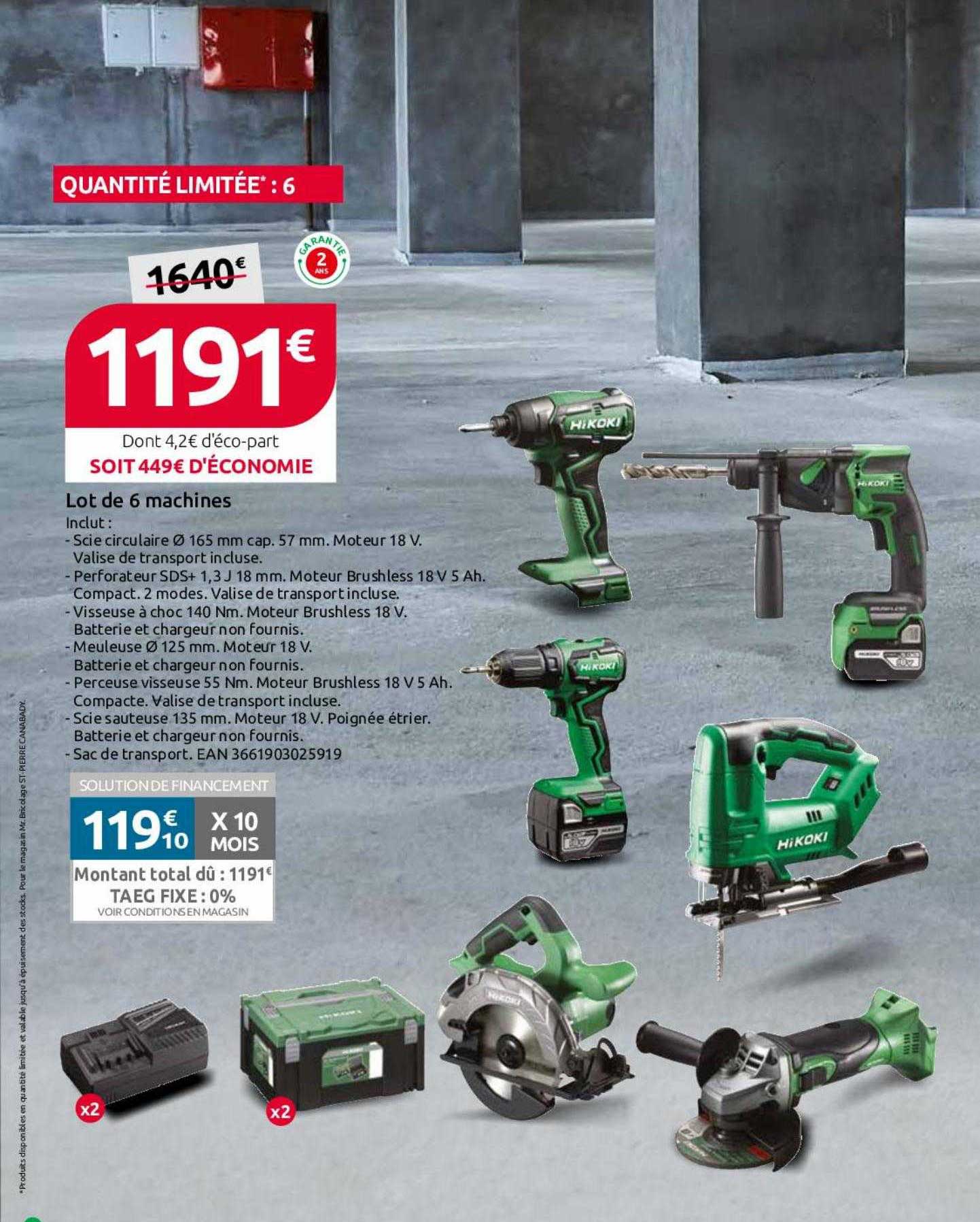 lot de 6 machines hikoki